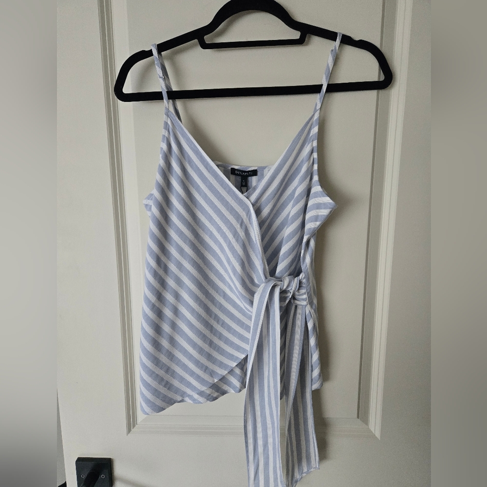 NWT Striped Blue and White Tie Top